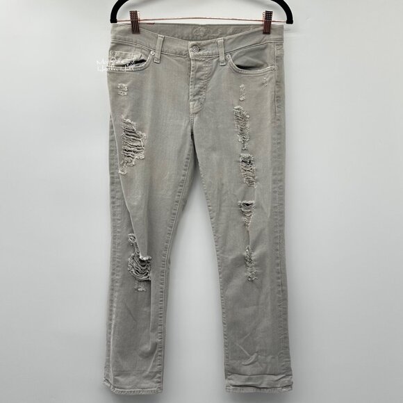 7 For All Mankind Rickie Distressed Boyfriend Ankle Jeans Size 24 - Picture 1 of 5